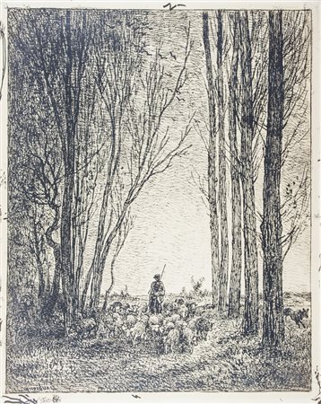 Charles François Daubigny Rentrée du Troupeau.1858-1862; 1921.Cliché verre....