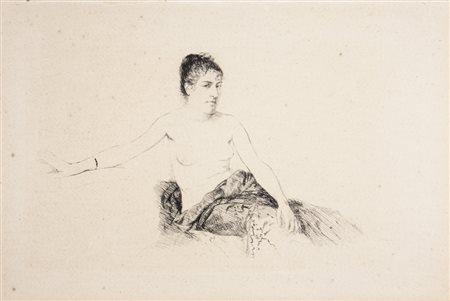Giuseppe De Nittis Femme assise le torse dénudé.1875Puntasecca e acquaforte....