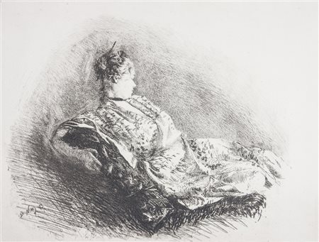 Giuseppe De Nittis La danseuse Holoke-Go-Zen.1873Acquaforte e interventi a...