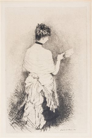 Giuseppe De Nittis Jeune femme vue de dos. Acquaforte e rotella. mm 240x157....