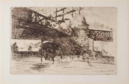 Giuseppe De Nittis Vue pris à Londres.1884Acquaforte e puntasecca. mm...