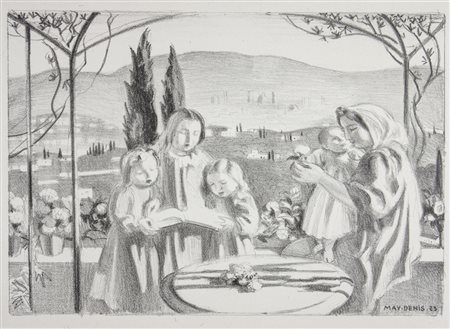 Maurice Denis La terrasse.1923Litografia su carta Cina. mm 170x243....