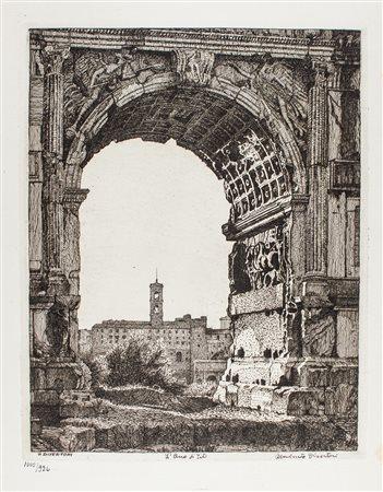 Benvenuto Disertori L'arco di Tito.1918Acquaforte e bulino. mm 295x240....