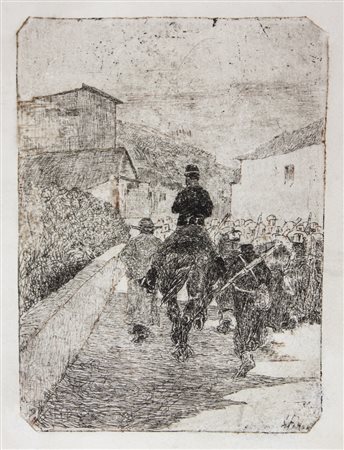 Giovanni Fattori Passeggiata militare.1880 ca.Acquaforte su zinco. mm...