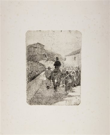 Giovanni Fattori Passeggiata militare.1880 ca.Acquaforte su zinco. mm...
