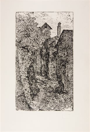 Giovanni Fattori Bauco presso Roma. Acquaforte su zinco. mm 240x140. Foglio:...