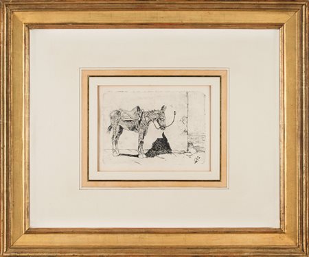 Giovanni Fattori Somarello al sole. &nbsp;Acquaforte su zinco. mm 135x190....