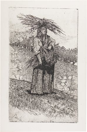 Giovanni Fattori Boscaiola. Acquaforte su zinco. mm 355x215. Foglio: mm...