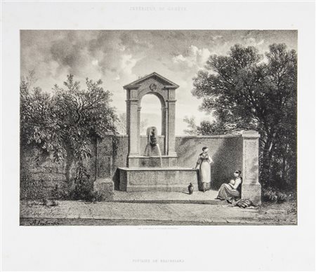 Antonio Fontanesi Fontaine de Beauregard.1854Litografia. mm 153x2230. Foglio:...