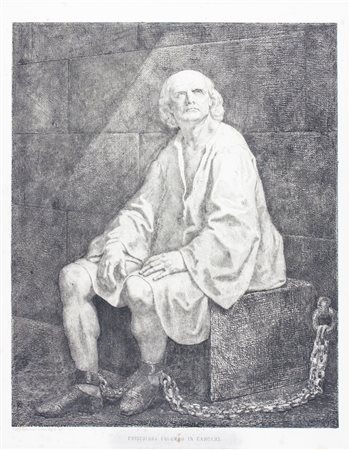 Francesco Gonin Cristoforo Colombo in carcere.1870Acquaforte. mm 285x225....