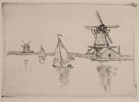 Jean-Baptiste Armand Guillaumin Paysage en Hollande.1906Acquaforte. mm...