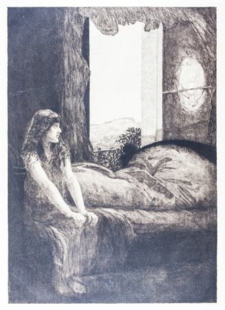 Max Klinger Erwaken.1887Acquaforte e bulino. mm 457x314. Foglio: mm 590x405....