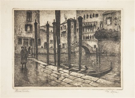 Pericle Menin Lotto di 3 acqueforti. 1) L'offerta. Acquaforte su seta. mm...