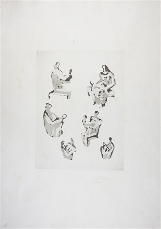 Henry Moore Six mother and child studies.1979Acquatinta. mm. 325x240. Foglio:...