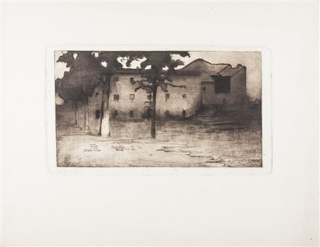 Umberto Prencipe La casa triste.1907 ca.Acquaforte e acquatinta. mm 140x240....