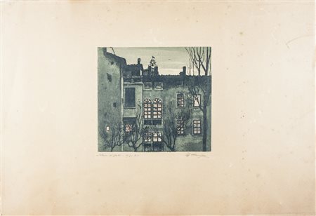 Umberto Prencipe Sera di festa.1915Acquatinta a colori. mm 180x198. Foglio:...