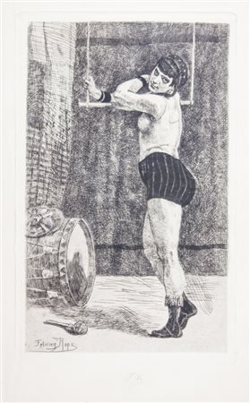 Félicien Rops La femme au trapèze.1870Acquaforte e puntasecca. mm 200x120....