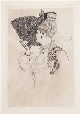 Félicien Rops Parisine.1875Acquaforte. mm 180x120. Foglio: 470x335. rouir...