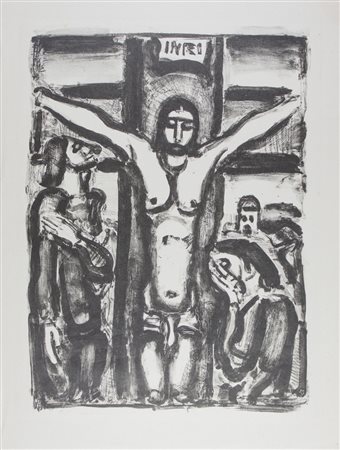 Georges Rouault Christ en croix.1932Litografia su carta Cina. mm 305x225....