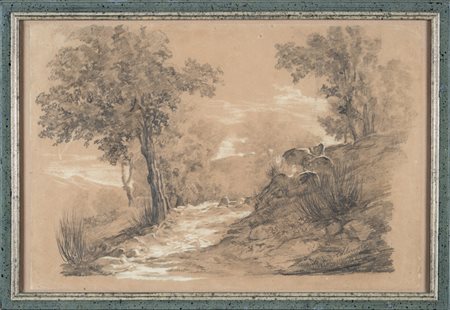 Carlo Ademollo Sentiero nel bosco. Matita e biacca su carta. mm 295x440....