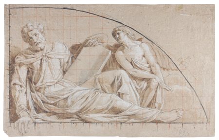 Luigi Ademollo Scena biblica. Matita, inchiostro e biacca su carta. mm 255x410.