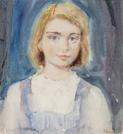 Taisia Kirillovna Afonina Ritratto di giovane donna.1951Acquarello. mm...
