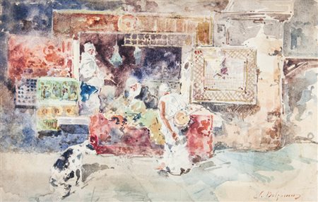 Salvatore Balsamo Scena orientalista. Acquerello su carta. mm 120x340....