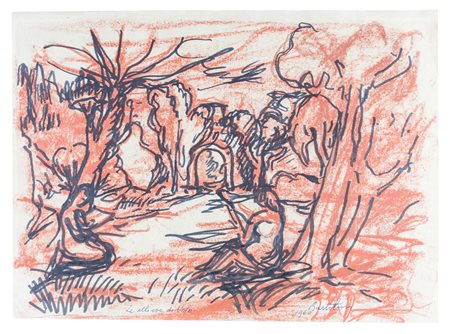 Luigi Bartolini Le allieve di Vejo.1960Pastello e inchiostro su carta avana....