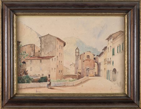 François Bensa Paese delle Alpi Marittime. &nbsp;Acquerello su carta. mm...