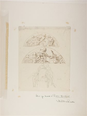 Pietro Benvenuti Studi per lunette. Penna e matita su carta. mm 240x195. Sul...