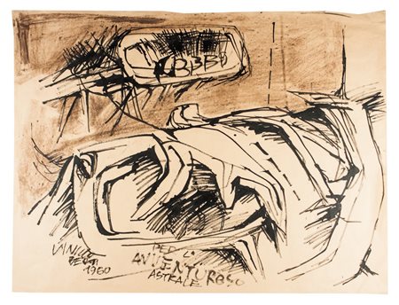 Vinicio Berti Per l'avventuroso astrale.1960Inchiostro su carta. mm 440x580....