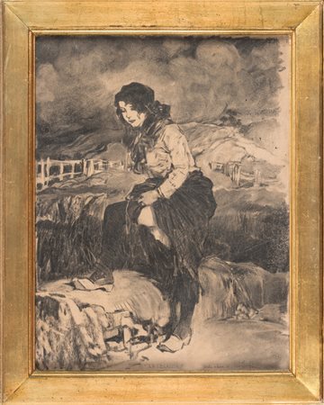 Silvio Bicchi La legaccia.1919 ca.Carboncino su carta. mm 445x354. In basso a...