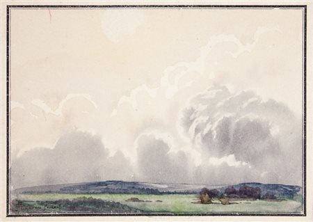 André Des Gachons Effet de nuages. Acquarello su cartone. mm 170x220. Firmato...