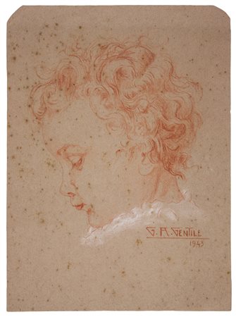 Guido Arnolfo Gentile Profilo di bimbo.1943&nbsp;Matita rossa e pastello...