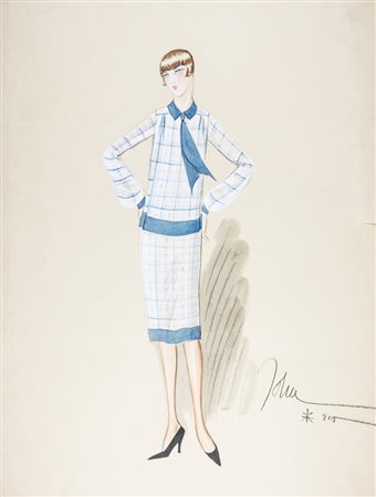 John Guida Figurino di moda.1925&nbsp;Matita e acquerello su cartoncino. mm...