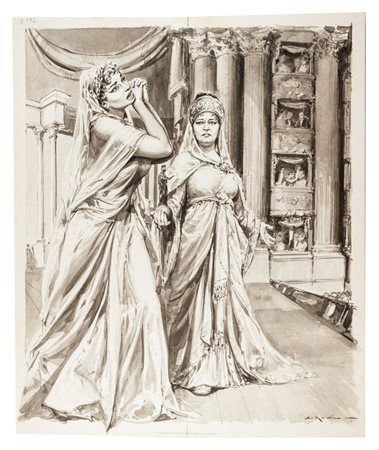 Walter Molino Maria Callas ne La Vestale di Spontini.1954Penna e inchiostro...