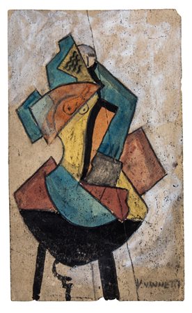 Vieri Nannetti Figura cubo-futurista.1917-1919 ca.Tempera e inchiostro su...