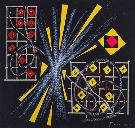 ENNIO FINZI (1931) Senza Titolo, 2012 Tecnica mista e applicazioni su...