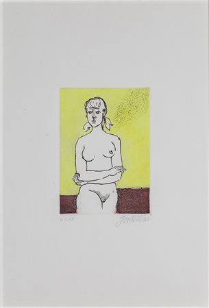 FRANCO GENTILINI (1909-1981) Senza Titolo Acquaforte Foglio cm 48x33 Lastra...