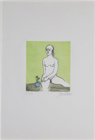 FRANCO GENTILINI (1909-1981) Senza Titolo Acquaforte Foglio cm 48x33 Lastra...