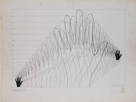 ANONIMO Multiplikacje C / Rys. 2, 1971 Tecnica mista su carta Cm 68,5x90,5...