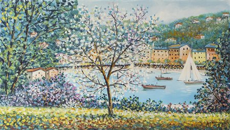 FRANCESCO GRASSI (1940) Ricordo Ligure&hellip; Olio su tela Cm 45x80 Firma al...