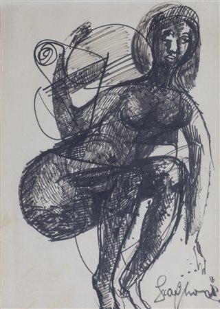 ANONIMO Senza Titolo Pennarello su carta Cm 31,5x22 Firma indecifrata al fronte