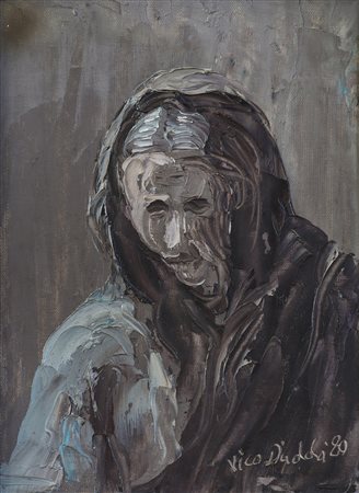 VICO DADDA (1933-2009) A cosa pensi o donna?, 1980 Olio spatolato su cartone...