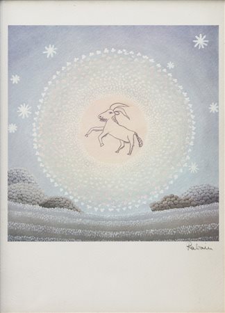 IVAN RABUZIN (1919-2008) Il capricorno Fotolitografia Cm 28x21 Firma al...