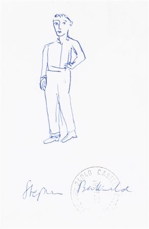 STEPHAN BALKENHOL (1957) Senza Titolo Biro su cartolina postale Cm 15x10...