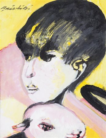 REMO BRINDISI (1918-1996) Pastorale Tempera su carta Cm 21x16 Firma al fronte...