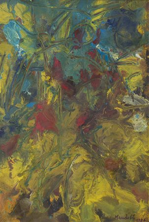 POMPILIO MANDELLI (1912-2006) Paesaggio, 1986 Olio e acrilici su cartoncino...