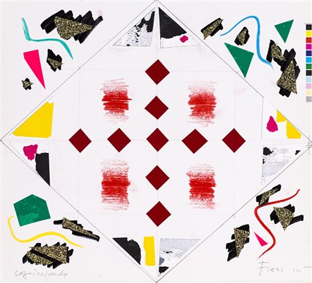 ENNIO FINZI (1931) Capricciando Tecnica mista e collage su cartoncino Cm...