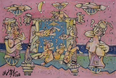 MARTINO DELEGO (1956) Il teatro delle illusioni&hellip;, 2008 Olio su tela Cm...